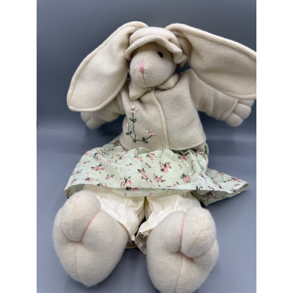 Vintage Style Bunny Plush Floral Dress Easter Rabbit 18” Cottagecore